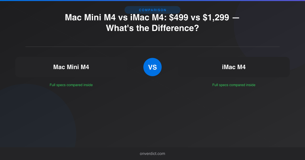 Mac Mini M4 vs iMac M4: $499 vs $1,299 — What's the Difference? — OnVerdict