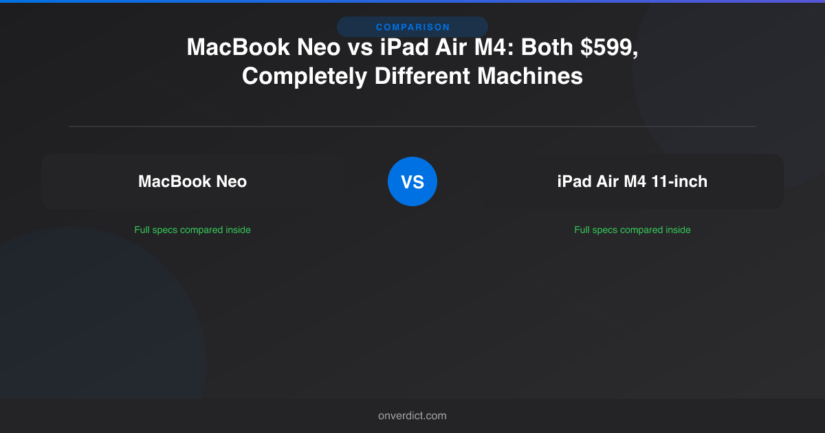 MacBook Neo vs iPad Air M4: Both $599, Completely Different Machines — OnVerdict